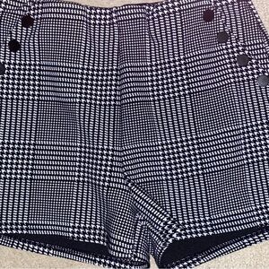 High Waist Black and White Checkered Shorts